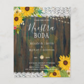 LeahG Nuestra Boda Zonnebloem Kant Licht Uitnodigi Flyer (Voorkant)