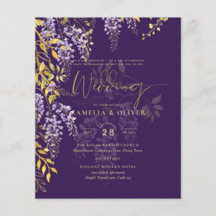 LeahG Paars Gold WISTERIA Floral Wedding INVITE