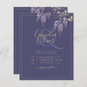 LeahG Paars Gold WISTERIA Floral Wedding INVITE (Voorkant / Achterkant)