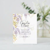 LeahG Paars Gold WISTERIA Floral Wedding INVITE (Staand voorkant)
