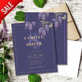 LeahG Paars Gold WISTERIA Floral Wedding INVITE