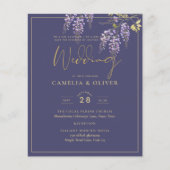 LeahG Paars Gold WISTERIA Floral Wedding INVITE (Voorkant)
