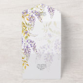LeahG Paars Gold WISTERIA Floral Wedding INVITE All In One Uitnodiging (Buitenkant)