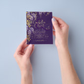 LeahG Paars Gold WISTERIA Floral Wedding INVITE Flyer (Hand)
