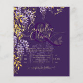 LeahG Paars Gold WISTERIA Floral Wedding INVITE Flyer (Voorkant)