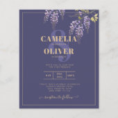 LeahG Paars Gold WISTERIA Floral Wedding INVITE Flyer (Voorkant)
