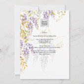 LeahG Paars Gold WISTERIA Floral Wedding INVITE Kaart (Achterkant)