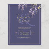 LeahG Paars Goud WISTERIA Bloem Bruiloft UITNODIGI (Voorkant)