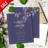 LeahG Paars Goud WISTERIA Bloemen Bruiloft UITNODI