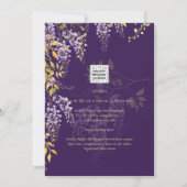 LeahG Paars Goud WISTERIA Bloemen Bruiloft UITNODI Kaart (Achterkant)