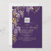 LeahG Paars Goud WISTERIA Bloemen Bruiloft UITNODI Kaart (Achterkant)