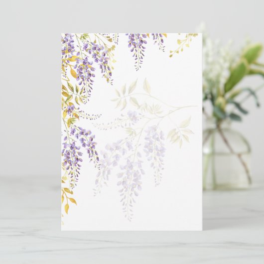 LeahG Paars Goud WISTERIA Sjabloon Kaart (Staand voorkant)