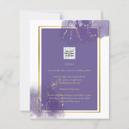 LeahG PAARSE GOLD Wedding Lavender ALCOHOL INK (Achterkant)