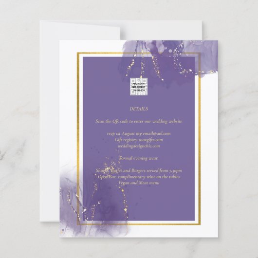 LeahG PAARSE GOLD Wedding Lavender ALCOHOL INK (Achterkant)