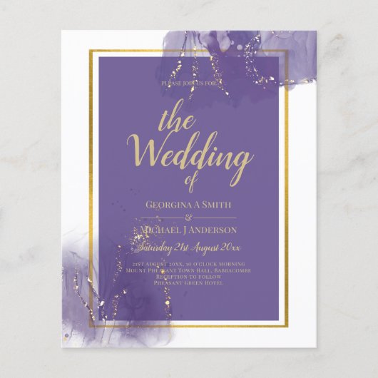 LeahG PAARSE GOLD Wedding Lavender ALCOHOL INK Flyer (Voorkant)