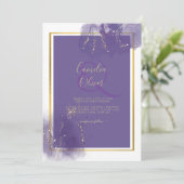 LeahG PAARSE GOLD Wedding Lavender ALCOHOL INK Kaart (Staand voorkant)