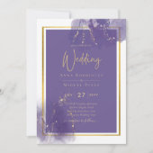 LeahG PAARSE GOLD Wedding Lavender ALCOHOL INK Kaart (Voorkant)