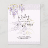 LeahG Paarse WISTERIA Kant Bloemige Trouw UITNODIG (Voorkant)