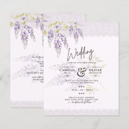 LeahG Paarse WISTERIA Kant Bloemige Trouw UITNODIG