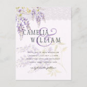 LeahG Paarse WISTERIA Kant Bloemige Trouw UITNODIG Briefkaart (Voorkant)
