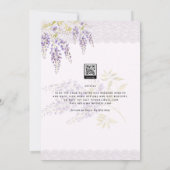 LeahG Paarse WISTERIA Kant Bloemige Trouw UITNODIG Kaart (Achterkant)