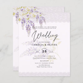 LeahG Paarse WISTERIA Lace Floral Wedding INVITE