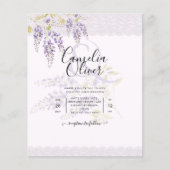 LeahG Paarse WISTERIA Lace Floral Wedding INVITE (Voorkant)