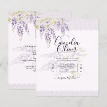 LeahG Paarse WISTERIA Lace Floral Wedding INVITE