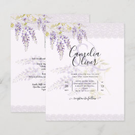 LeahG Paarse WISTERIA Lace Floral Wedding INVITE