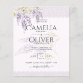 LeahG Paarse WISTERIA Lace Floral Wedding INVITE (Voorkant)