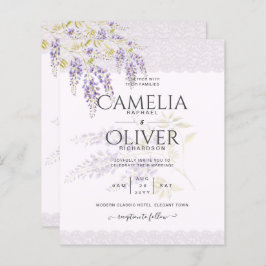 LeahG Paarse WISTERIA Lace Floral Wedding INVITE