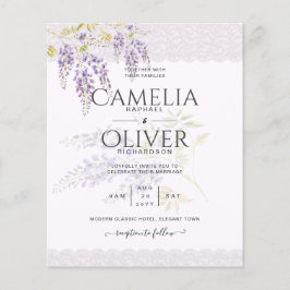 LeahG Paarse WISTERIA Lace Floral Wedding INVITE Flyer