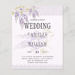 LeahG Paarse WISTERIA Lace Floral Wedding INVITE Flyer