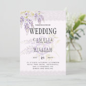 LeahG Paarse WISTERIA Lace Floral Wedding INVITE Kaart (Staand voorkant)