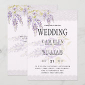 LeahG Paarse WISTERIA Lace Floral Wedding INVITE Kaart (Voorkant / Achterkant)