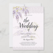 LeahG Paarse WISTERIA Lace Floral Wedding INVITE Kaart (Voorkant)