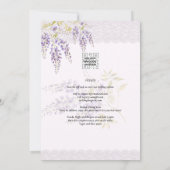 LeahG Paarse WISTERIA Lace Floral Wedding INVITE Kaart (Achterkant)