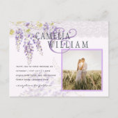 LeahG Paarse Wisteria Modern Floral Wedding Briefkaart (Voorkant)