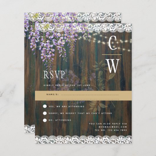 LeahG Paarse WISTERIA Rustic Lace Wedding (Voorkant / Achterkant)