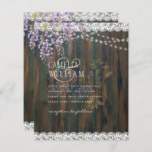 LeahG Paarse WISTERIA Rustic Lace Wedding (Voorkant / Achterkant)