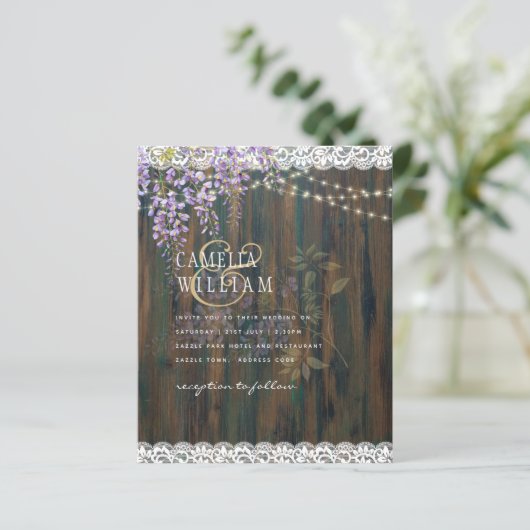 LeahG Paarse WISTERIA Rustic Lace Wedding (Staand voorkant)