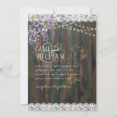LeahG Paarse WISTERIA Rustic Lace Wedding Kaart (Voorkant)