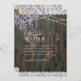 LeahG Paarse WISTERIA Rustic Lace Wedding Kaart