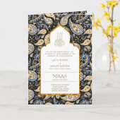 LeahG Paisley  islamitisch moslim bruiloft uitnodi Kaart (Gele Bloem)