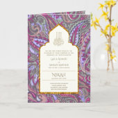 LeahG Paisley  islamitisch moslim bruiloft uitnodi Kaart (Gele Bloem)