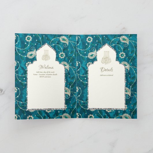 LeahG Paisley islamitisch moslim bruiloft uitnodi Kaart (Binnen)