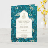 LeahG Paisley islamitisch moslim bruiloft uitnodi Kaart (Gele Bloem)