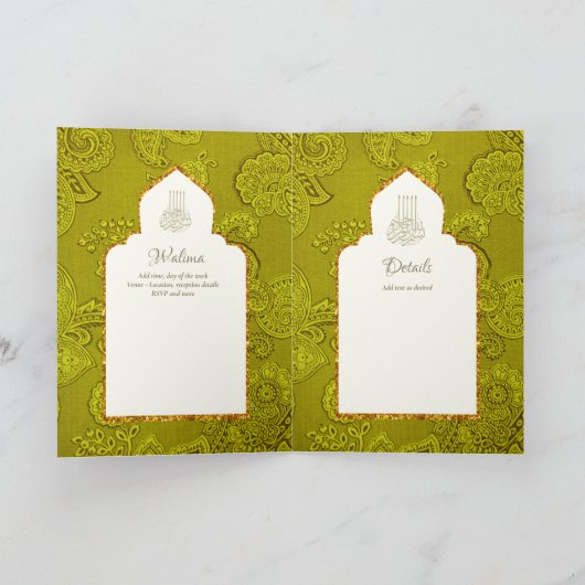 LeahG Paisley  islamitisch moslim bruiloft uitnodi Kaart (Binnen)