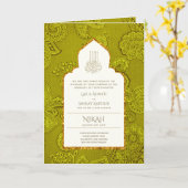 LeahG Paisley  islamitisch moslim bruiloft uitnodi Kaart (Gele Bloem)