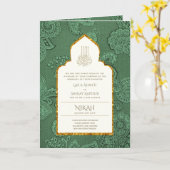 LeahG Paisley  islamitisch moslim bruiloft uitnodi Kaart (Gele Bloem)